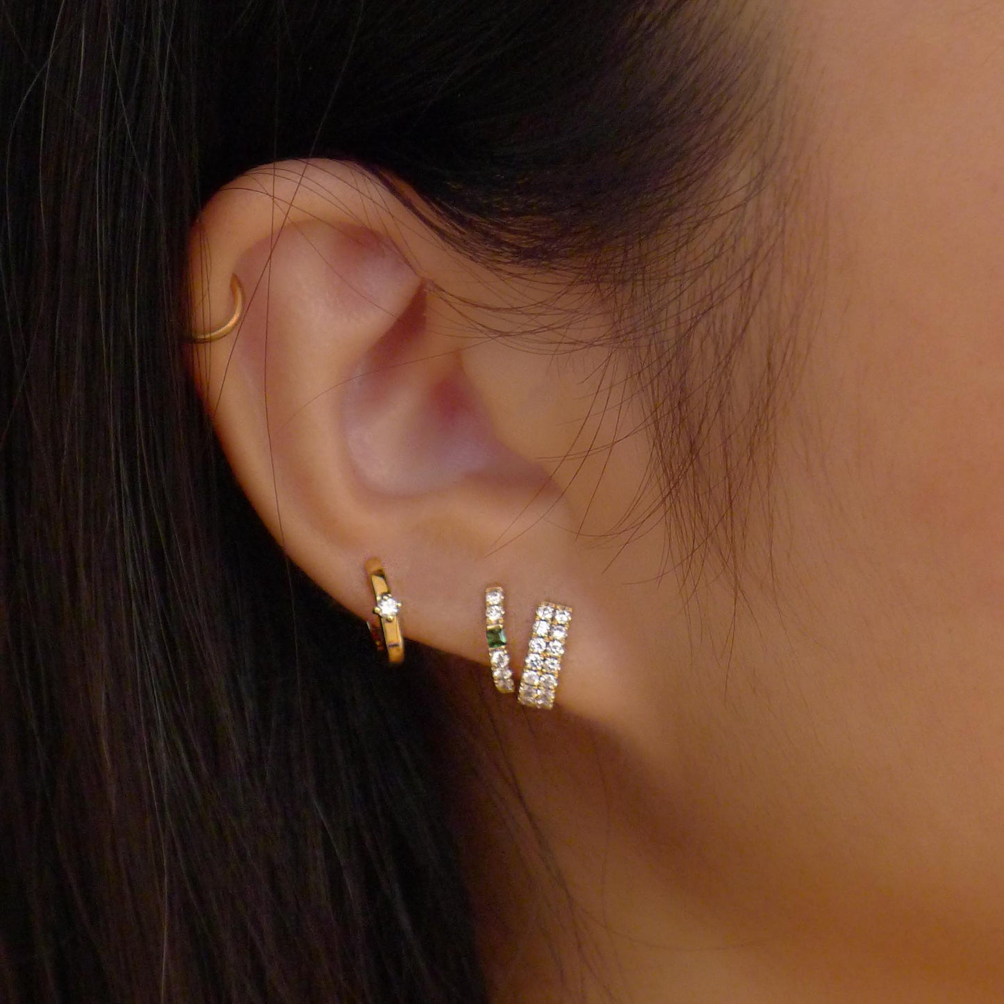 Small Huggies with Round Diamond