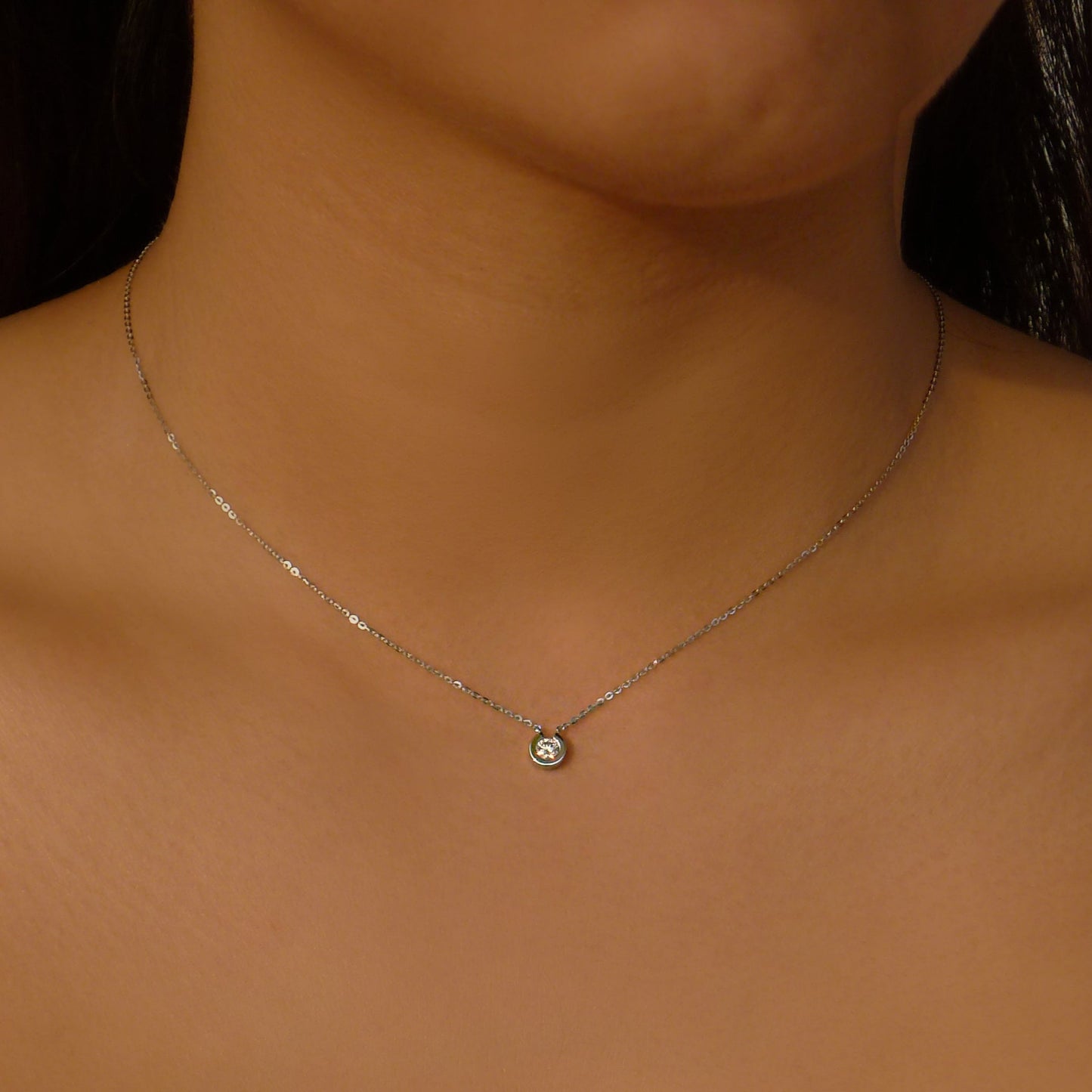 Small Diamond Solitaire Necklace