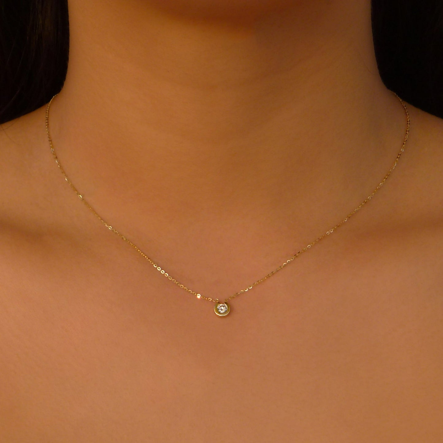Small Diamond Solitaire Necklace