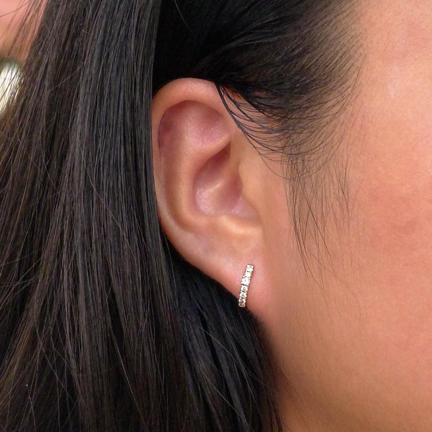 Small Diamond Huggies with Round Diamond