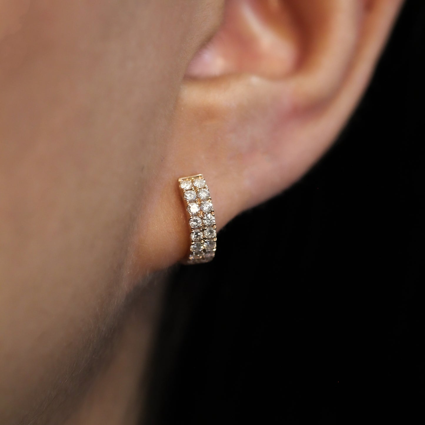 Small Double Row Diamond Huggies