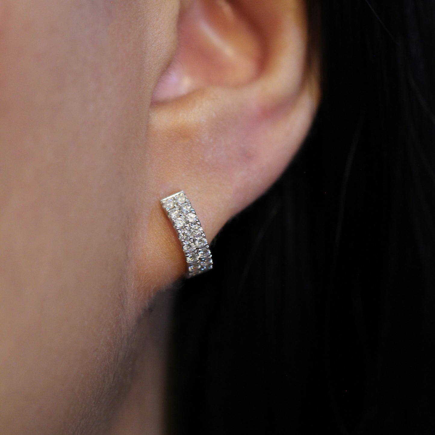 Small Double Row Diamond Huggies