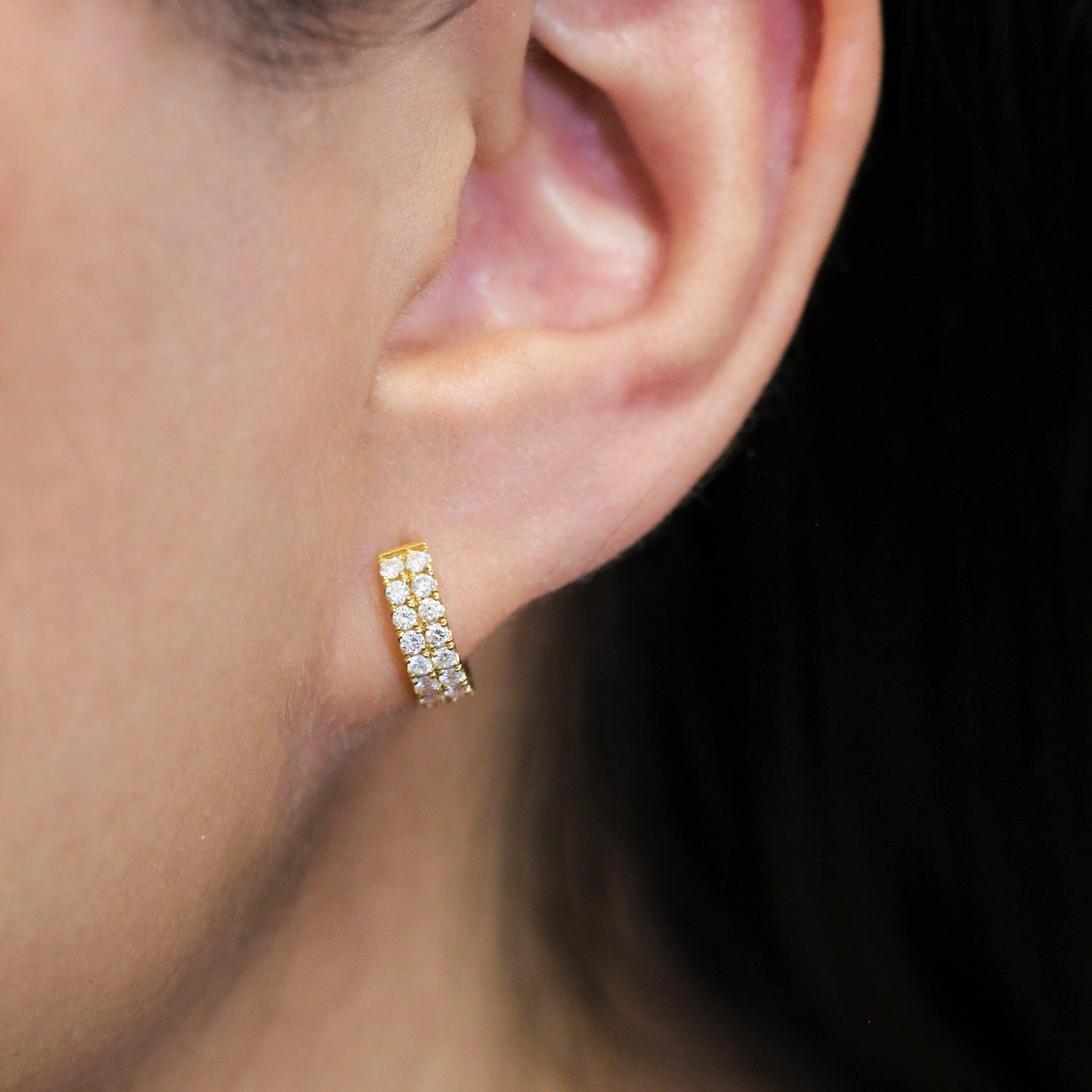 Small Double Row Diamond Huggies