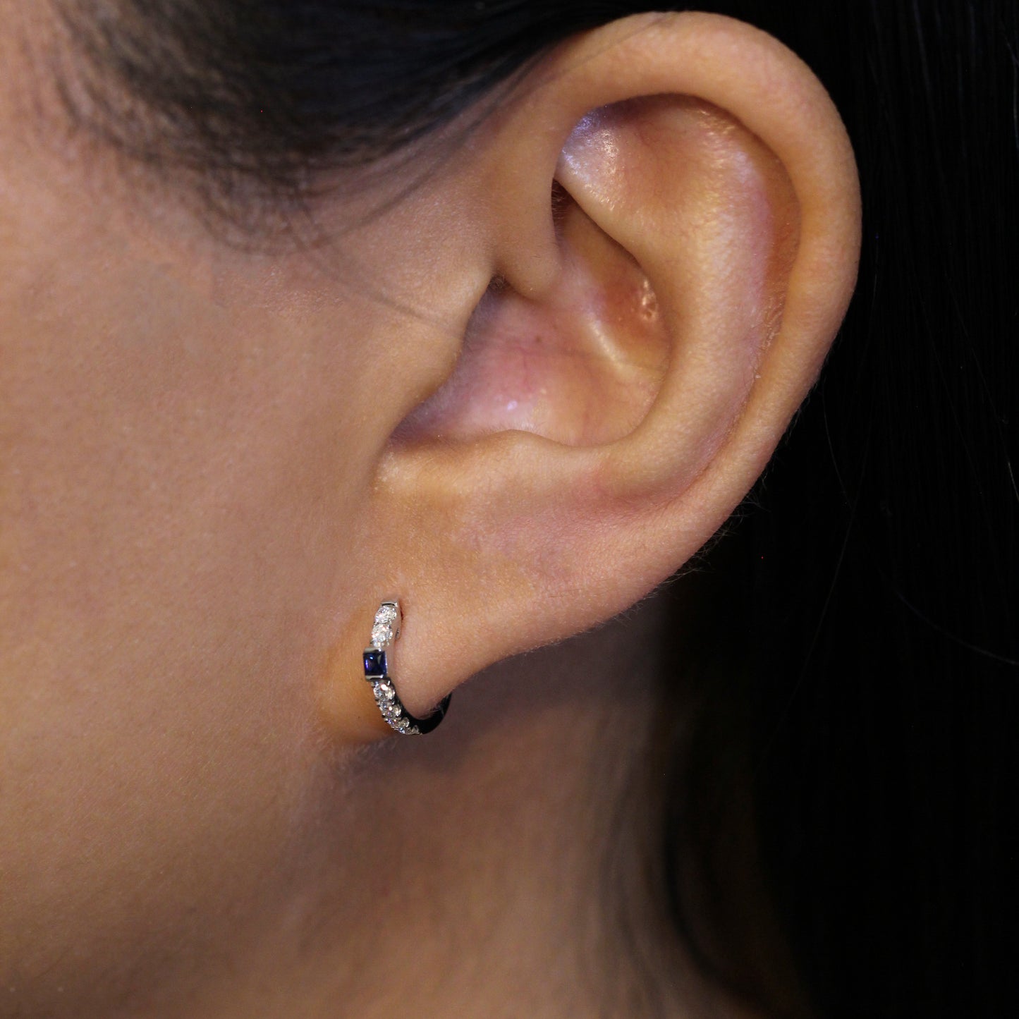 Small Diamond Huggies with Sapphires